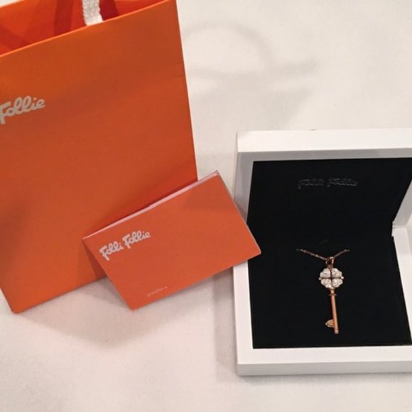 FOLLI FOLLIE Rose Gold-Plated Key Pendant Necklace - Picture 1 of 13